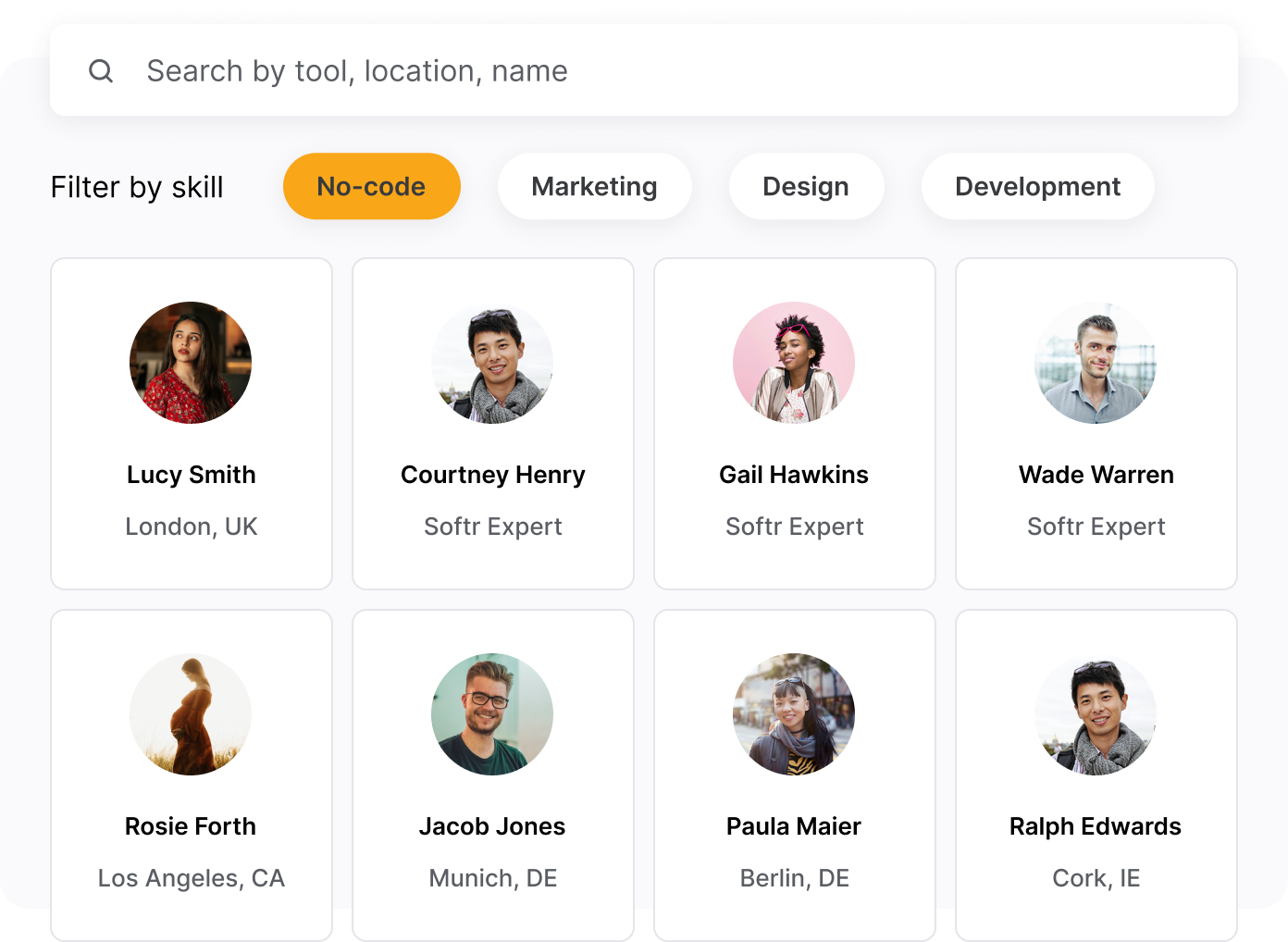 Dynamic search, filtering & sorting