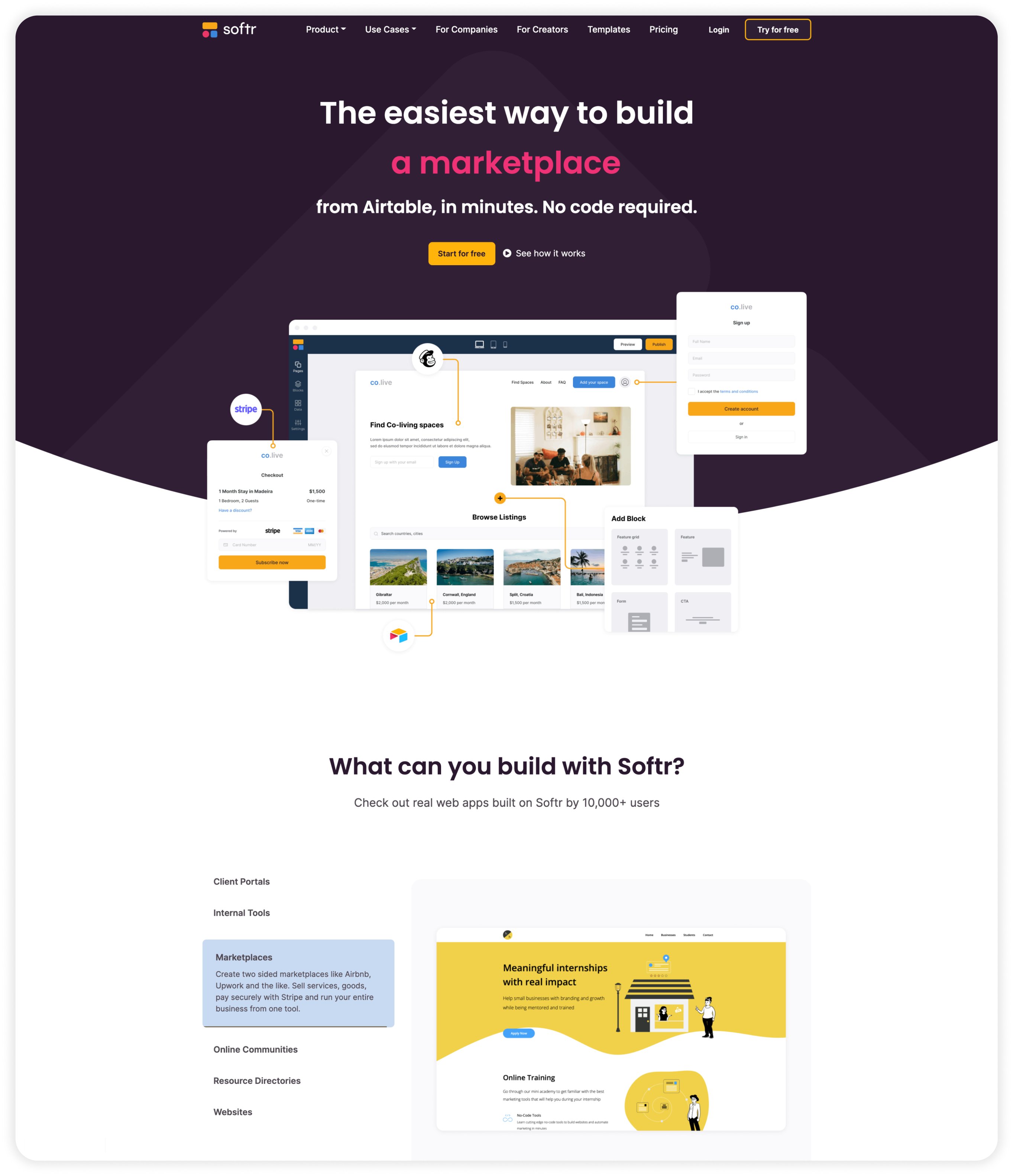softr homepage