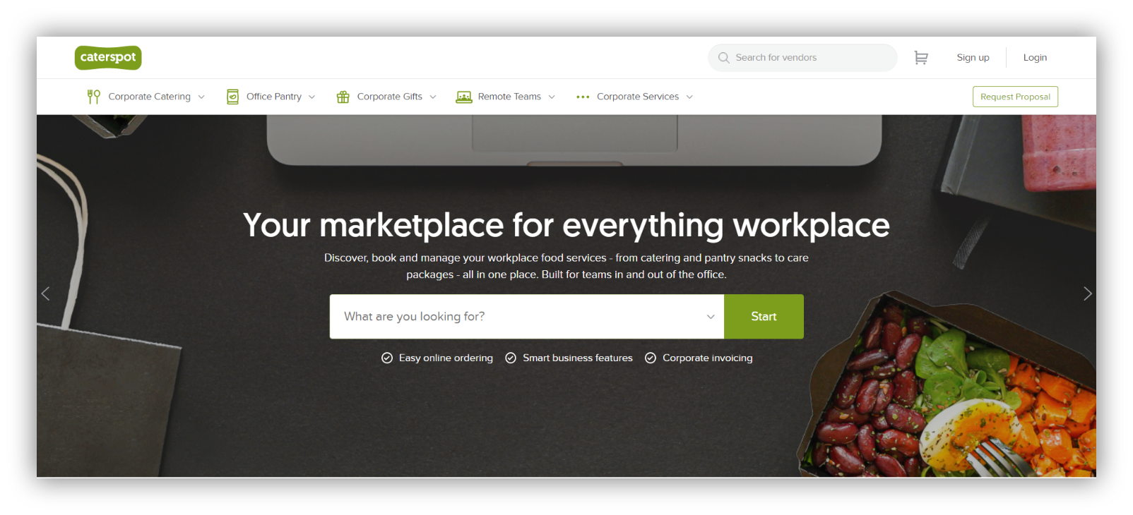 Caterspot an online B2B service marketplace homepage