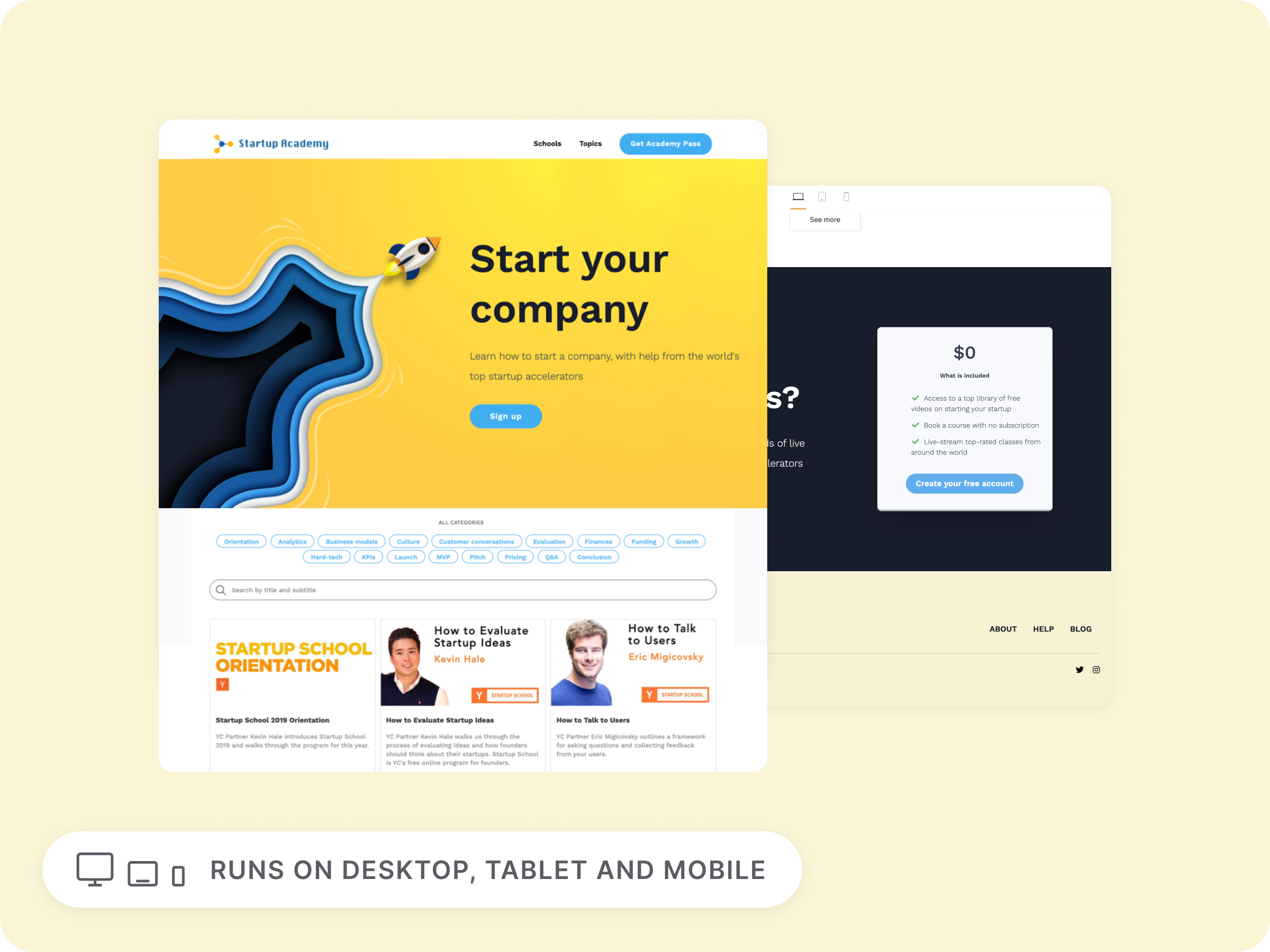 elearning website template snapshot