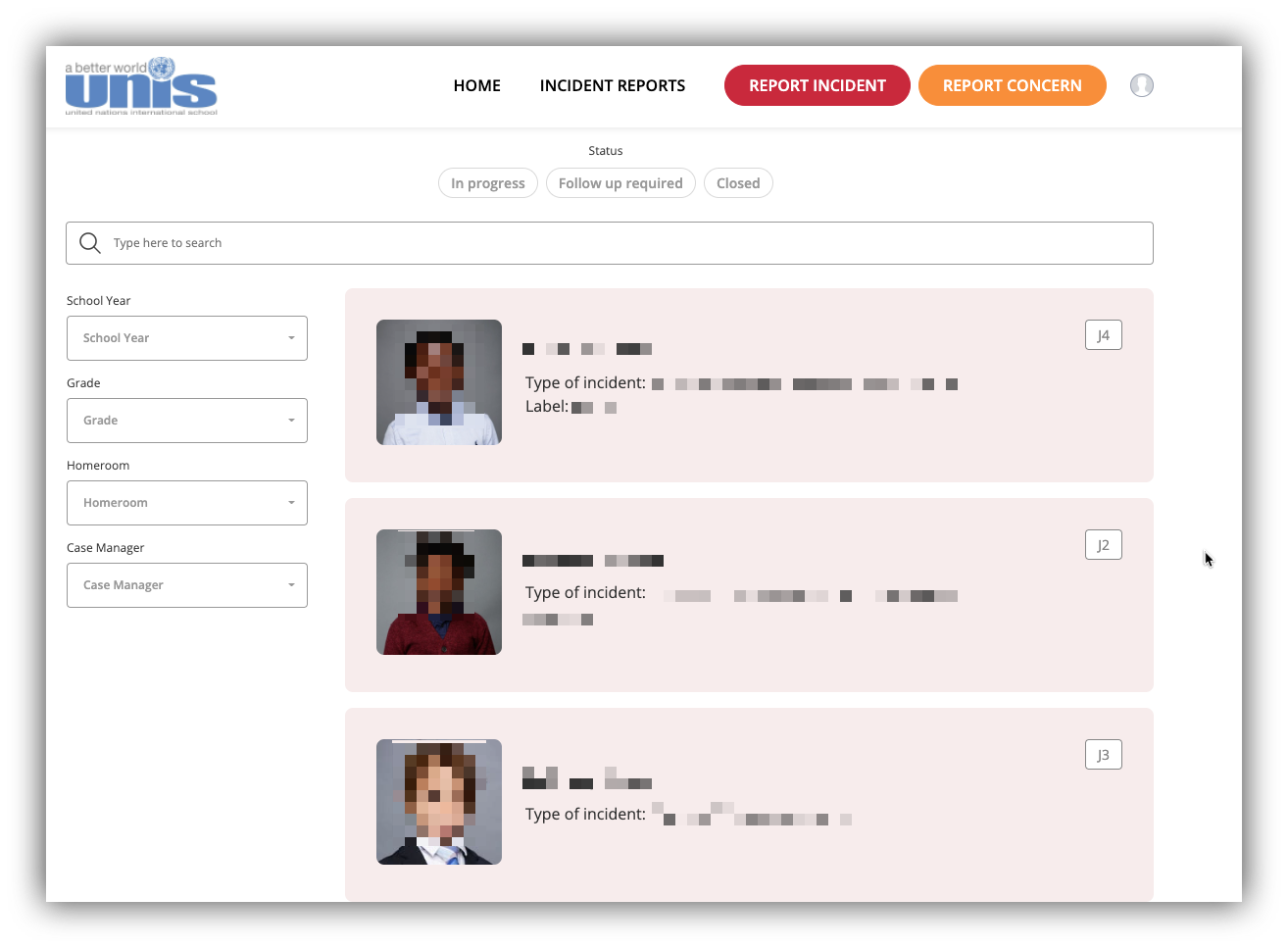 united nations internationl school portal student directory