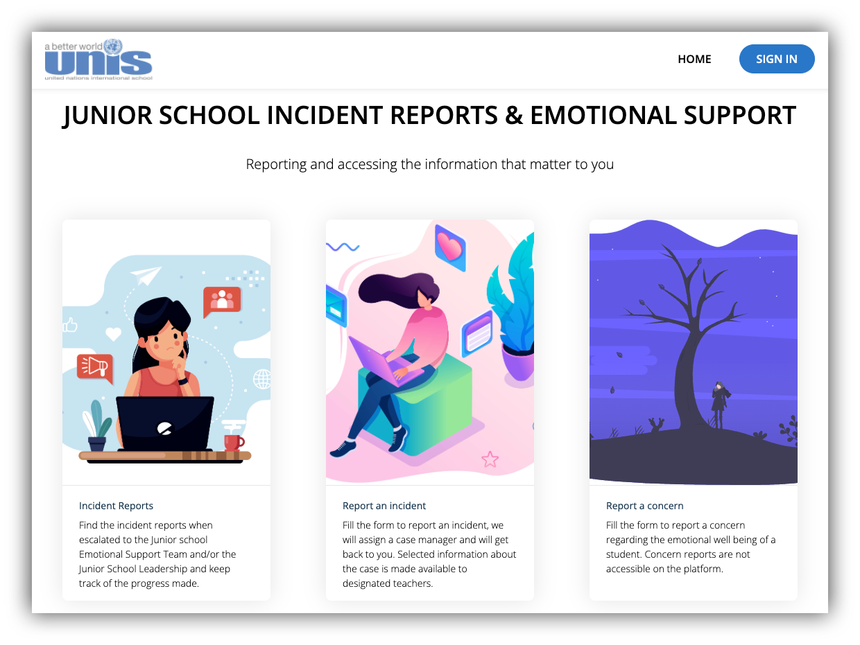un international school portal home page