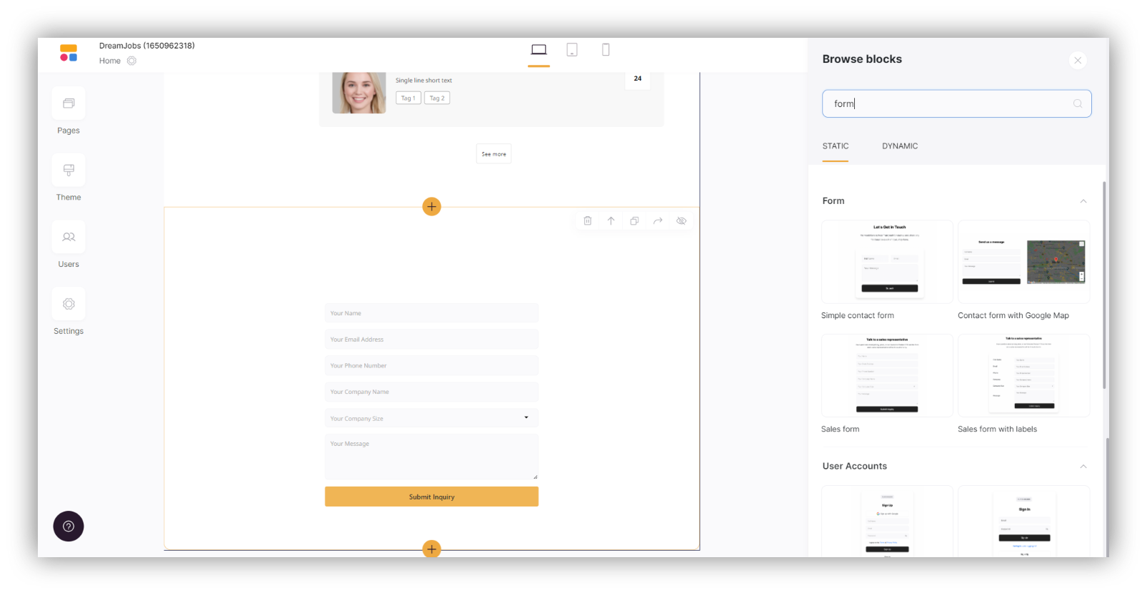 softr dream job template
