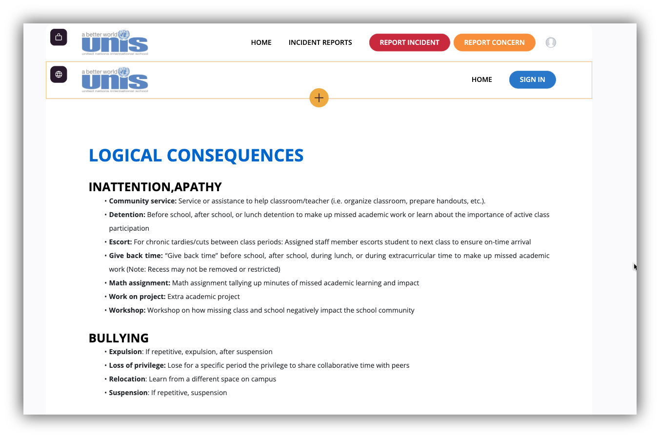 united nations internationl school portal student directory