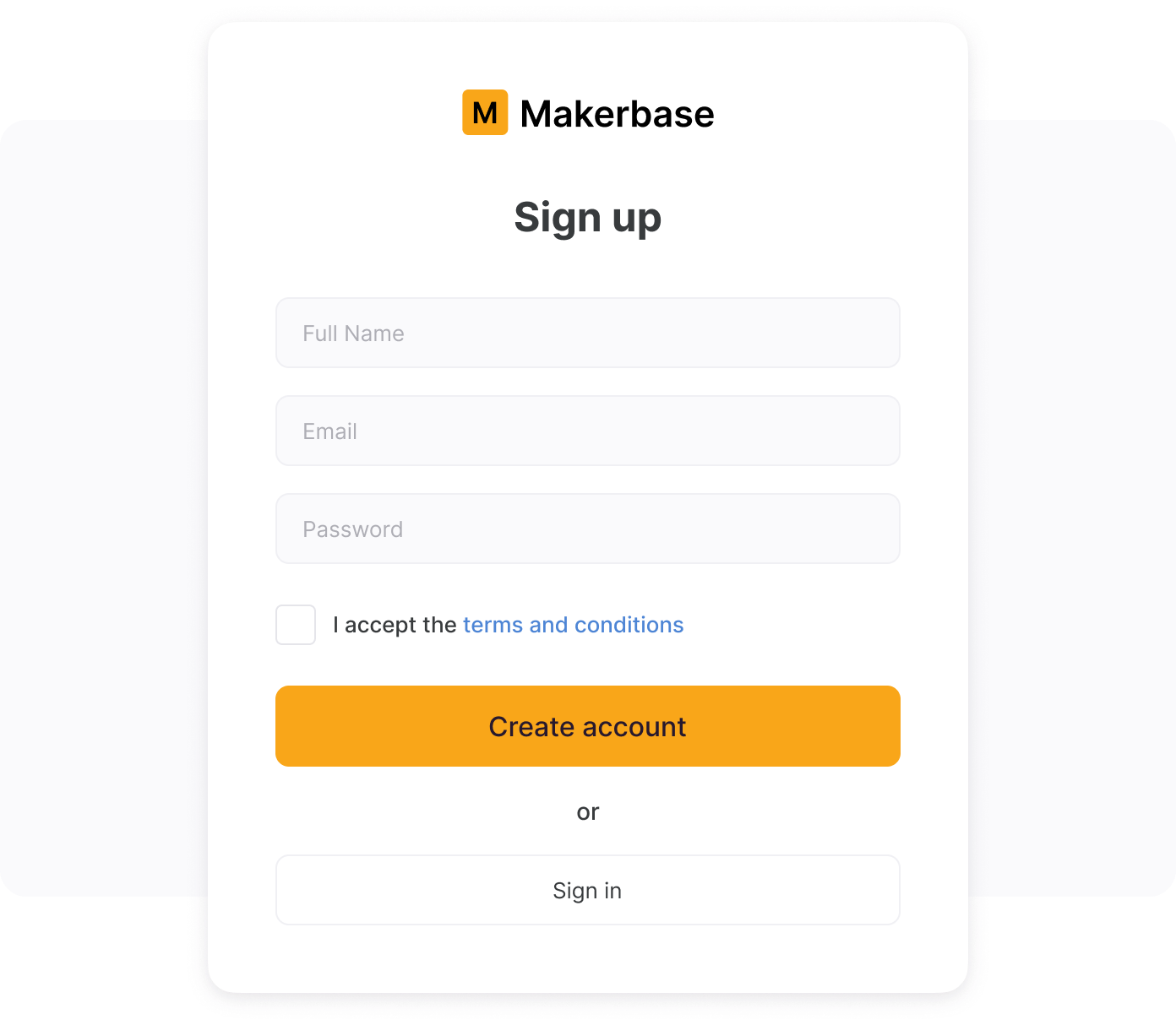sign up form